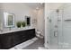 Contemporary bathroom featuring double vanity, sleek fixtures, and a glass-enclosed shower at 3630 N Davidson St # 4406, Charlotte, NC 28205