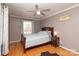 Bright bedroom with hardwood floors and ceiling fan at 416 Delview Dr, Cherryville, NC 28021