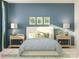 Calm bedroom with blue walls and light bedding at 4515 Potters Wheel Dr, Fort Mill, SC 29715