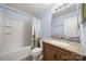 Bathtub, toilet, vanity with granite countertop at 513 Paradise Cir, Belmont, NC 28012