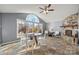 Cozy dining area with stone fireplace and large windows at 513 Paradise Cir, Belmont, NC 28012