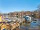 Scenic lakefront view with gazebo and floating dock at 513 Paradise Cir, Belmont, NC 28012