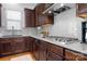 Kitchen with gas cooktop and gray subway tile backsplash at 6361 Willow Farm Dr, Denver, NC 28037