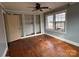 Simple bedroom with hardwood floors and built-in closets at 649 Arch Dr, Rock Hill, SC 29730