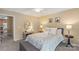 Cozy bedroom with a decorative vanity, round mirror, and a floral comforter for a relaxed atmosphere at 10628 Hill Point Ct, Charlotte, NC 28262