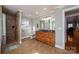 Bathroom with double vanity, shower, and soaking tub at 3044 Old Church Rd, Gastonia, NC 28052