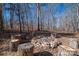 Stone fire pit encircled by tree stumps in a clearing at 3044 Old Church Rd, Gastonia, NC 28052