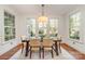 Cozy breakfast nook featuring ample natural light, hardwood floors, and a rustic wood table at 3421 Walston Ln, Charlotte, NC 28211