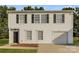 Two-story house with white siding, black shutters, and a two-car garage at 152 Oliver St, York, SC 29745