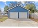 Blue two car garage with white doors and a concrete driveway at 2100 St Paul St, Charlotte, NC 28216