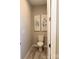 Small powder room with toilet and decorative wall art at 21087 Cadence Trace Dr, Mint Hill, NC 28227