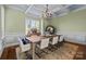 Dining room with a coffered ceiling, chandelier, table with seating for six, and a sideboard at 4008 Quintessa Dr, Matthews, NC 28104