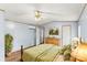 Light and airy bedroom with wood flooring and built-in dresser at 499 Indian Hill Rd, Olin, NC 28660