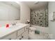 Clean bathroom with a shower/tub combo and a modern vanity at 518 Switch St, York, SC 29745