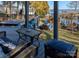 View from covered deck overlooking lake and backyard with pier, seating, and hot tub at 670 Allenton St, Norwood, NC 28128