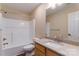 Cozy bathroom featuring a shower, tub, granite vanity, and toilet at 14955 Alexander Place Dr, Huntersville, NC 28078