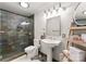 Stylish bathroom with tiled shower and modern fixtures at 17811 Half Moon Ln # E, Cornelius, NC 28031