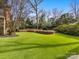 Lush backyard with manicured lawn and mature landscaping, creating a private and serene outdoor space at 2315 Red Fox Trl, Charlotte, NC 28211