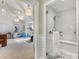 Modern shower room with white subway tile and adjacent gym at 2315 Red Fox Trl, Charlotte, NC 28211