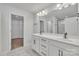 Double vanity bathroom with marble and walk-in shower at 1412 Galloway Rd, Charlotte, NC 28262