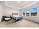 Bright bedroom with tray ceiling, large windows, and neutral carpet at 315 Skyebrook Ln, Rock Hill, SC 29730