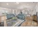 Spacious living room with wood floors, featuring modern furnishings, recessed lighting, and an open layout to the kitchen at 315 Skyebrook Ln, Rock Hill, SC 29730