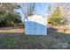 White storage shed in backyard, offering additional storage space at 3721 Braden Dr, Charlotte, NC 28216