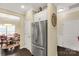 Kitchen with stainless steel refrigerator and view to the dining area at 515 Stickley Pl, Lancaster, SC 29720