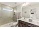 Bathroom featuring a glass enclosed shower, vanity with a sink, and neutral color scheme at 1201 Township Pkwy, Belmont, NC 28012