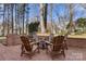 Brick patio with an outdoor fire pit and comfortable seating, perfect for enjoying the backyard at 1335 E Marion St, Shelby, NC 28150
