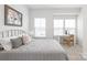 Bright bedroom with two large windows, featuring comfortable bedding and dedicated workspace; artwork adds personal touch at 232 Parkwood Ave, Charlotte, NC 28206