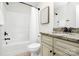 This bathroom has a shower-tub and a vanity with a granite countertop at 332 Shiloh S Rd, York, SC 29745