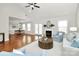 Spacious living room featuring a fireplace, hardwood floors, and open concept design at 332 Shiloh S Rd, York, SC 29745
