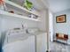 Functional laundry room featuring washer, dryer, and overhead shelving at 720 Pleasant Ave, Kannapolis, NC 28081