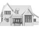 Detailed architectural drawing showcases the home's exterior with brick accents and varied window styles at 1437 Samuel Spencer Pkwy, Davidson, NC 28036