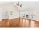 Living area with hardwood floors, high ceilings and access to deck at 2913 Twin Oaks St, Claremont, NC 28610