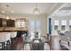 Breakfast nook featuring a glass table, upholstered chairs, and a view of the kitchen and living room at 4027 Wiltshire Ln, Indian Land, SC 29707