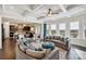 Spacious living room featuring elegant furnishings, coffered ceilings, and an open layout to the kitchen at 4027 Wiltshire Ln, Indian Land, SC 29707