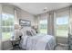 Bright bedroom with large windows, neutral walls, and an upholstered headboard at 437 Serenity Cir # E, Cramerton, NC 28032