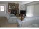 Cozy living room featuring stone fireplace, mantle decor, and comfortable seating at 8188 Normandy Rd, Denver, NC 28037