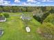 A high angle showcases the home's backyard and the storage shed in the green space at 2880 Harmony Rd, Rock Hill, SC 29730