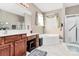 Bathroom with double vanity, soaking tub and shower at 3229 Sapphire Ln, Fort Mill, SC 29708
