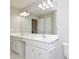 Bathroom showcasing double sinks, vanity, and a large mirror above at 5707 Brandy Ridge Ln, Charlotte, NC 28269
