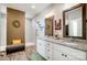 Bathroom featuring double vanity, granite countertop, tiled walk-in shower, and modern decor at 1025 Coppergate Dr, Salisbury, NC 28147