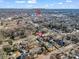 An aerial view showcases the neighborhood and property location near downtown Shelby, NC at 201 Ware St, Shelby, NC 28150