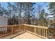 Wood back deck overlooking a private, wooded backyard at 2204 Hillcrest Ave, Albemarle, NC 28001