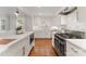 The renovated kitchen features stainless steel appliances, stone countertops, custom cabinetry, and a modern design at 2809 Glendale Rd, Charlotte, NC 28209