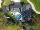 Bird's eye view of house, pool, and backyard at 4129 Carnoustie Ln, Charlotte, NC 28210