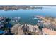 Aerial view of lakeside condos with marina at 753 Southwest Dr, Davidson, NC 28036