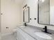 Bathroom with dual sinks, granite countertops and modern fixtures at 132 Elizabeth Hearth Rd, Mooresville, NC 28115